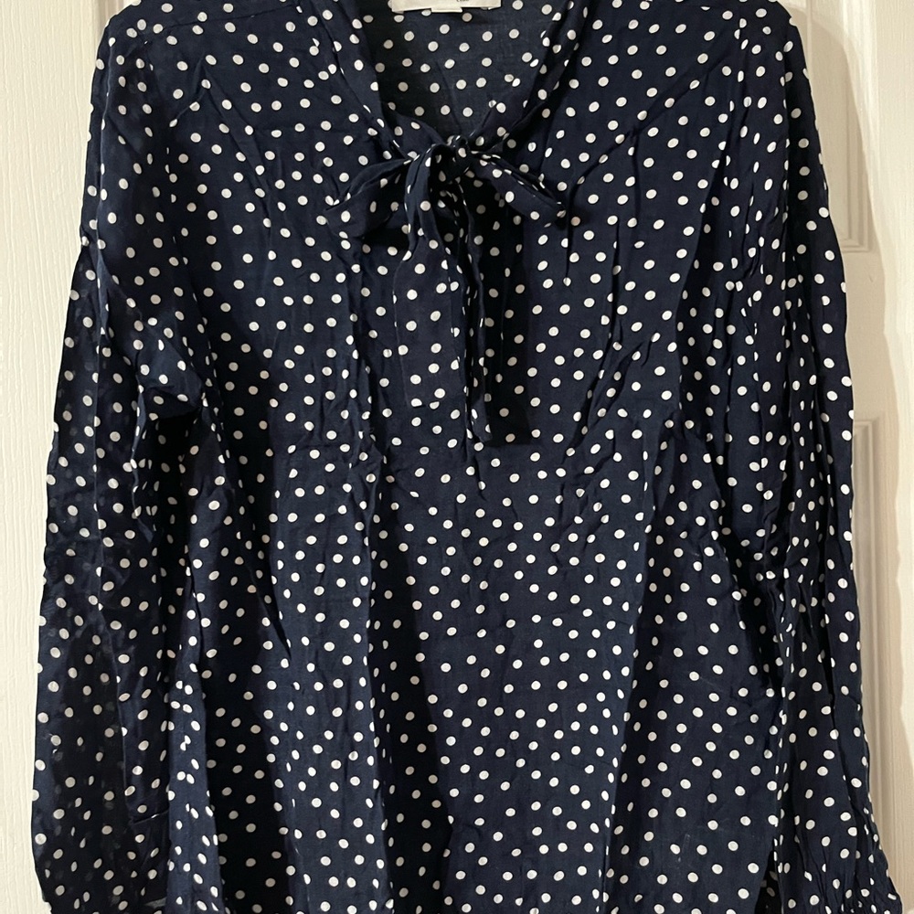 university club medium Women’s Blue Pocket Dot Long Sleeve Shirt Pull Over, made